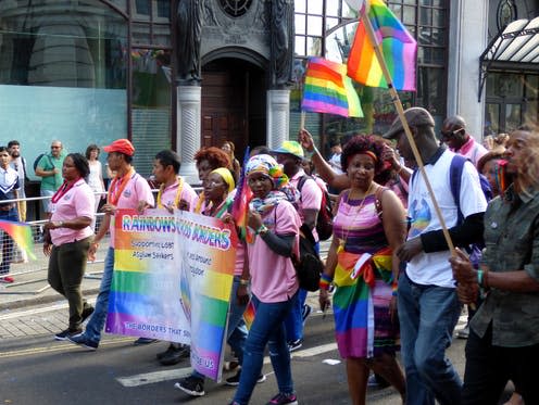 <span class="caption">Pride parade in London 2017.</span> <span class="attribution"><a class="link " href="https://www.flickr.com/photos/anemoneprojectors/35819619055/" rel="nofollow noopener" target="_blank" data-ylk="slk:Peter O'Connor aka anemoneprojectors/Flickr;elm:context_link;itc:0;sec:content-canvas">Peter O'Connor aka anemoneprojectors/Flickr</a>, <a class="link " href="http://creativecommons.org/licenses/by-sa/4.0/" rel="nofollow noopener" target="_blank" data-ylk="slk:CC BY-SA;elm:context_link;itc:0;sec:content-canvas">CC BY-SA</a></span>