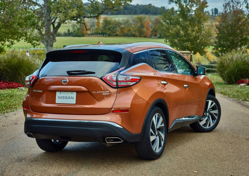 <p><a href="https://www.yahoo.com/autos/research/nissan/murano" data-ylk="slk:Nissan Murano;elm:context_link;itc:0;sec:content-canvas" class="link ">Nissan Murano</a><br></p><p>Finalists: <a href="https://www.yahoo.com/autos/research/ford/edge" data-ylk="slk:Ford Edge;elm:context_link;itc:0;sec:content-canvas" class="link ">Ford Edge</a></p>