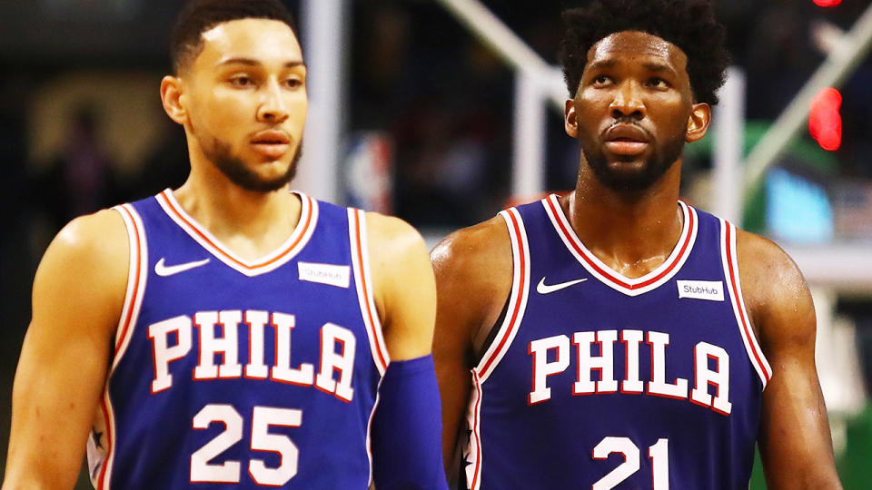 Ben Simmons and Joel Embiid, pictured here in action for the Philadelphia 76ers.