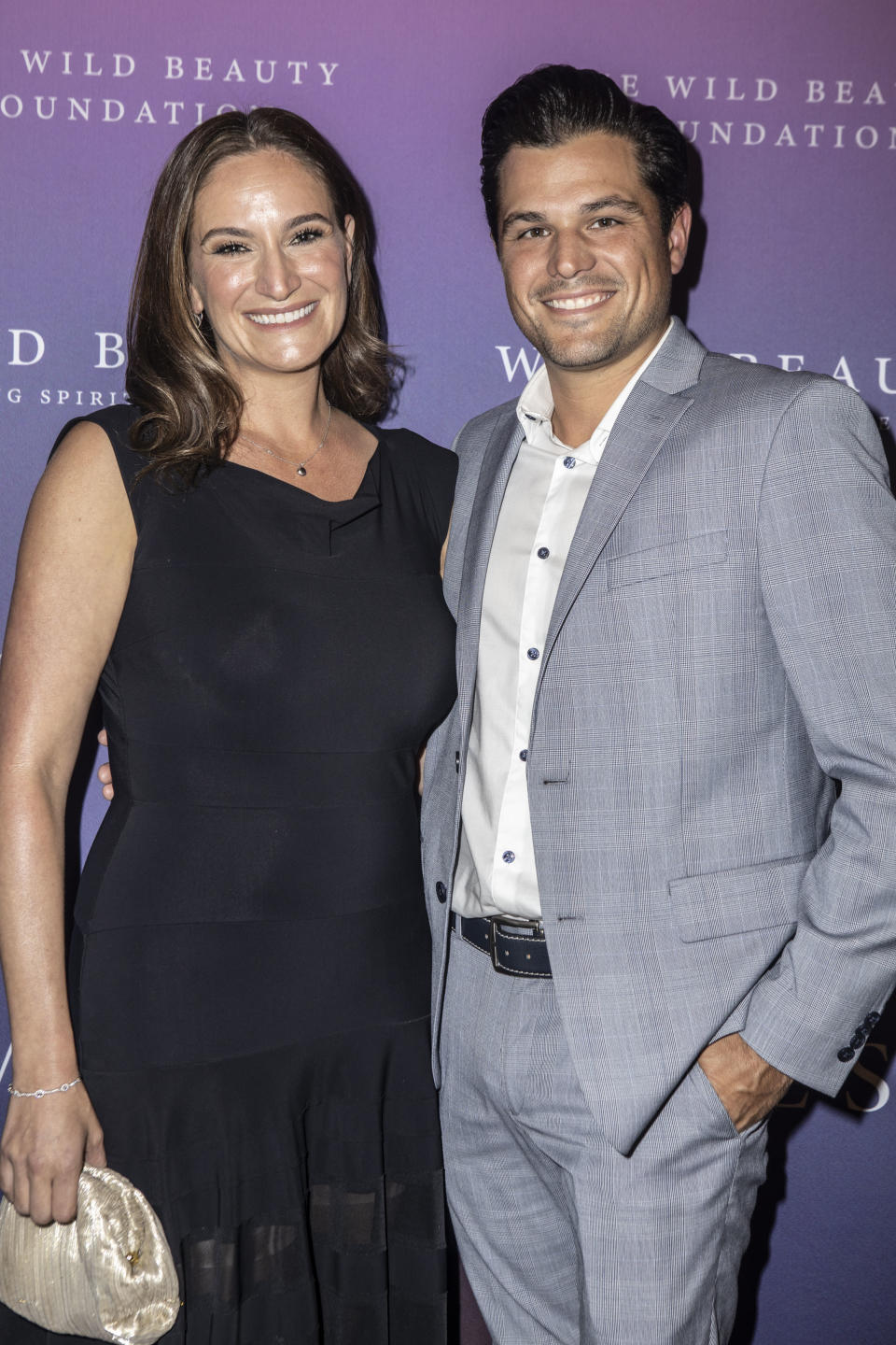 (L-R) Director Ashley Avis and producer Edward Winters arrive at the AMPAS special screening of the documentary film "Wild Beauty: Mustang Spirit of the West" at Pickford Center for Motion Picture Study on October 12, 2023 in Los Angeles, California. 