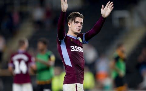 Jack Grealish of Aston Villa celebrates at the end of the Sky Bet Championship match between Hull City and Aston Villa at KCOM Stadium on August 06, 2018 in Hull, England - Credit: Getty Images