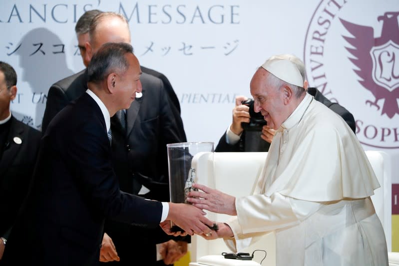 Pope Francis visits Japan.