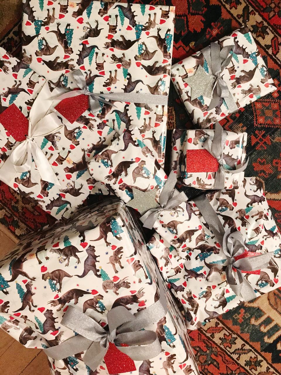 Some dinosaur wrapping for the boys this year.