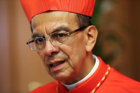 Newly elevated Cardinal Cardinal Gregorio Rosa Chavez is pictured before meeting friends and relatives after taking part in the Consistory at the Vatican, June 28, 2017. REUTERS/Alessandro Bianchi