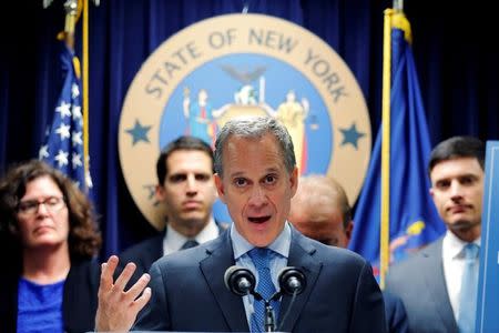 New York Attorney General Eric Schneiderman speaks in New York, U.S. on June 28, 2016. REUTERS/Lucas Jackson/Files