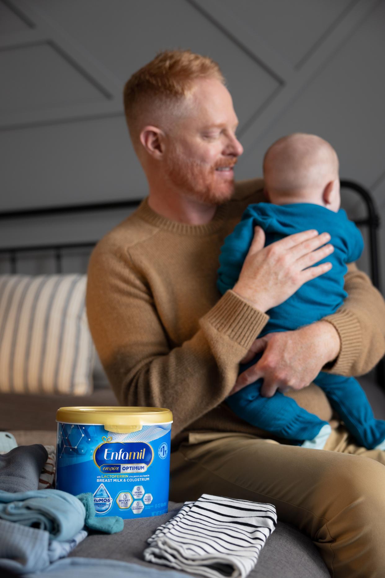 The actor and husband Justin Mikita used Enfamil as an alternative to breast milk for their two boys. (Photo: Courtesy of Enfamil)