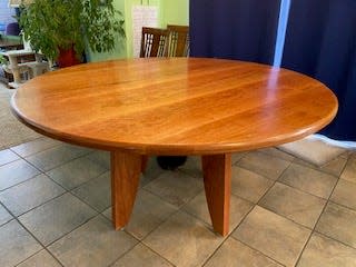 Former University of Tennessee System President Joe DiPietro made this cherry table for his daughter, Robyn, who lives in in Urbana, Illinois.