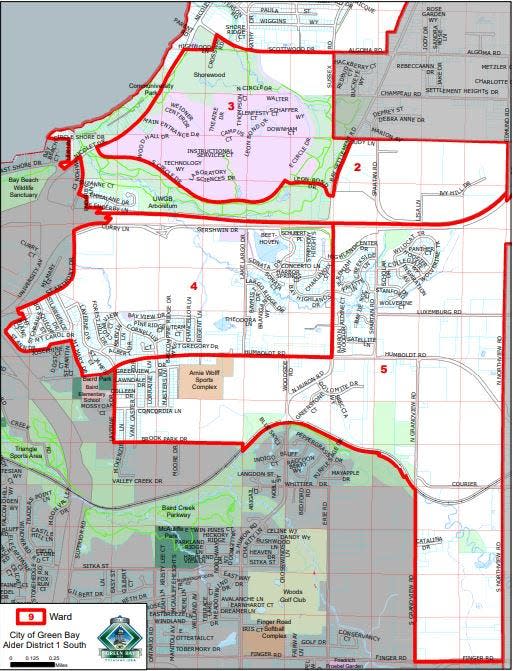 The south half of Green Bay City Council District 1