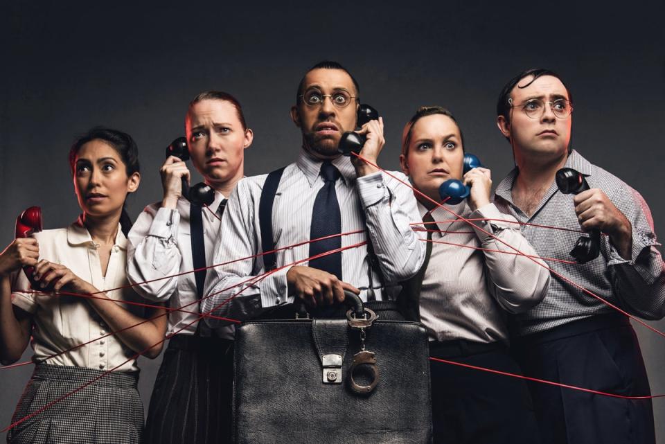   Operation Mincemeat – A New Musical. From left to right - Claire-Marie Hall, Natasha Hodgson, David Cumming, Zoe Roberts and Jak Malone  (Matt Crockett)