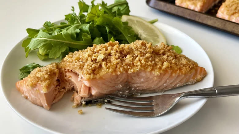 Baked brioche crusted salmon