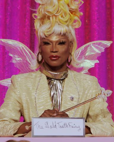 <p>World of Wonder/ MTV</p> Xunami Muse as the Gold Tooth Fairy on 'RuPaul's Drag Race' season 16 'Snatch Game'