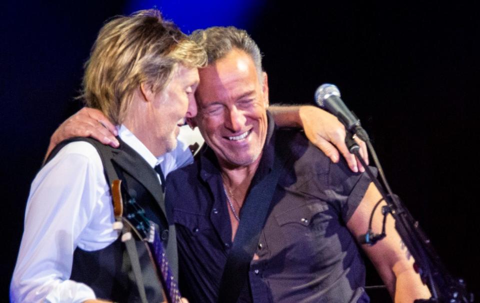 Springsteen joined McCartney for a storming rendition of Glory Days - AP