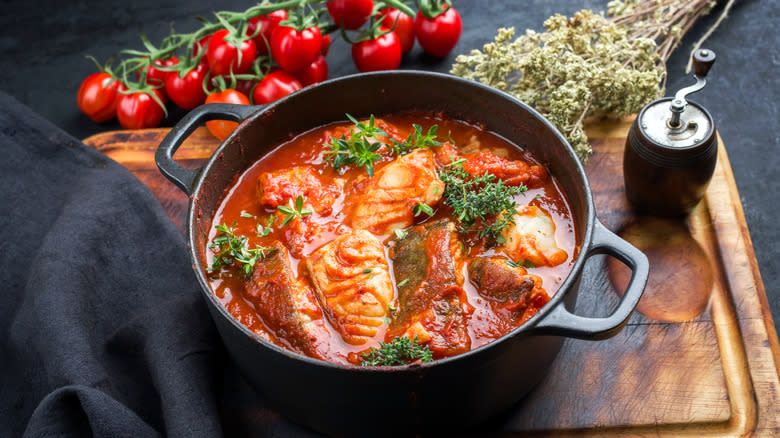 brazilian fish moquequa in stew pot