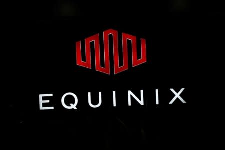 The logo of Equinix is pictured at the entrance of a data center in Pantin, outside Paris, France, December 7, 2016.  REUTERS/Benoit Tessier