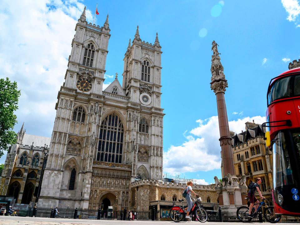 Westminster Abbey in London on July 11, 2020.