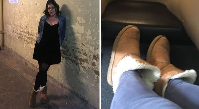 Human singer Joanne Catherall claims she was refused entry to a Qantas lounge over her UGG boots. Source: Twitter/ Joanne Catherall