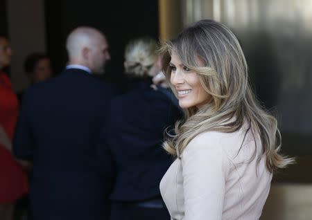 U.S. first lady Melania Trump arrives at the Magritte Museum in Brussels, May 25, 2017. REUTERS/Francois Lenoir