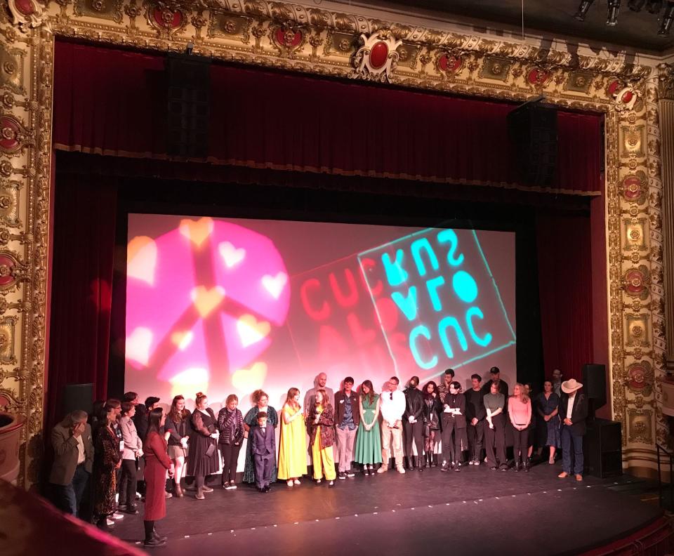 Filmmakers with "A Song for Imogene" at Thalian Hall for the opening night of the 29th Cucalorus Film Festival, Nov. 15, 2023.