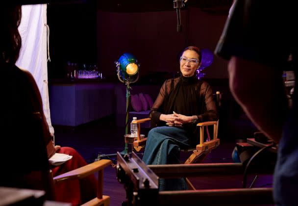 PHOTO: Juju Chang interviews Michelle Yeoh for AANHPI Month on ABC. (Gabby Jones/ABC News)