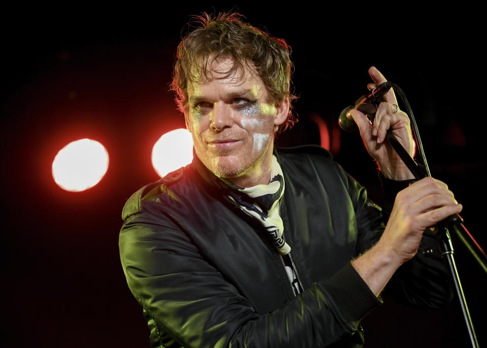 Actor and singer Michael C. Hall performs with his band Princess Goes To The Butterfly Museum at the Mercury Lounge on Thursday, March 12, 2020, in New York. (Photo by Evan Agostini/Invision/AP)