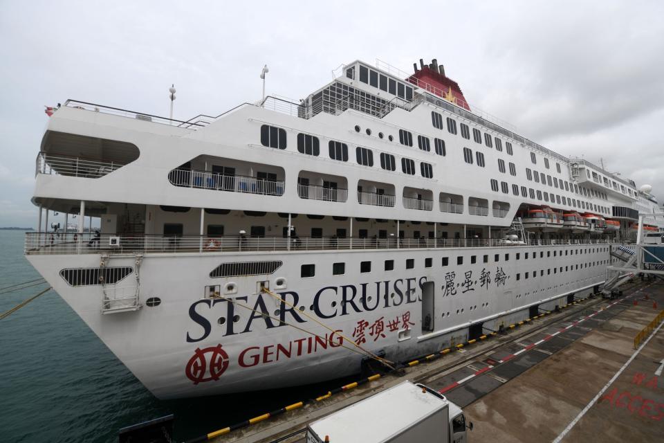 A general view shows the SuperStar Gemini cruise ship, currently used to accommodate foreign workers who have recovered from the COVID-19 novel coronavirus, at the Marina Bay Cruise Centre terminal in Singapore on May 23, 2020. (Photo by Roslan RAHMAN / AFP) (Photo by ROSLAN RAHMAN/AFP via Getty Images)