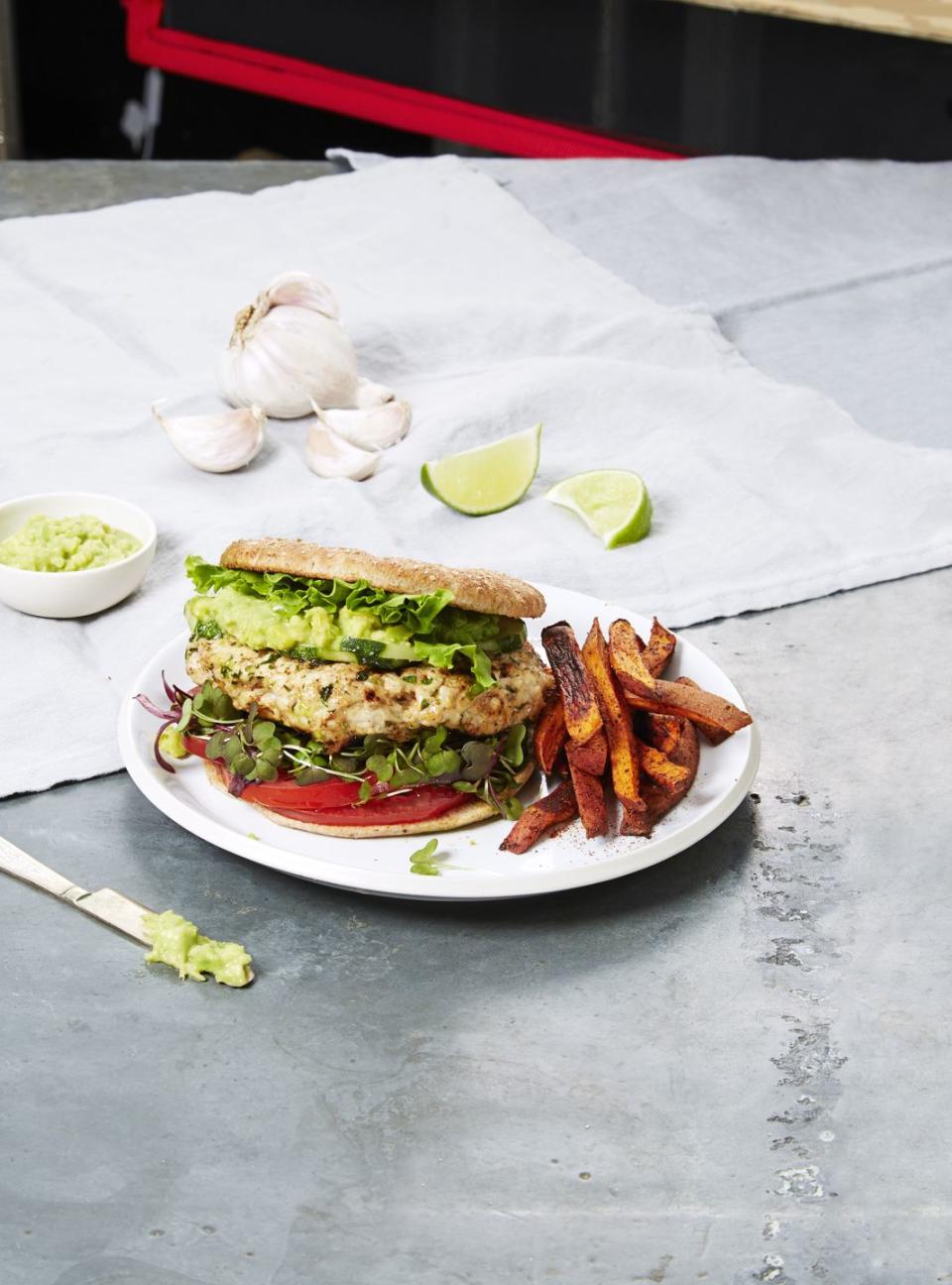 Turkey Burger with Sweet Potato Fries