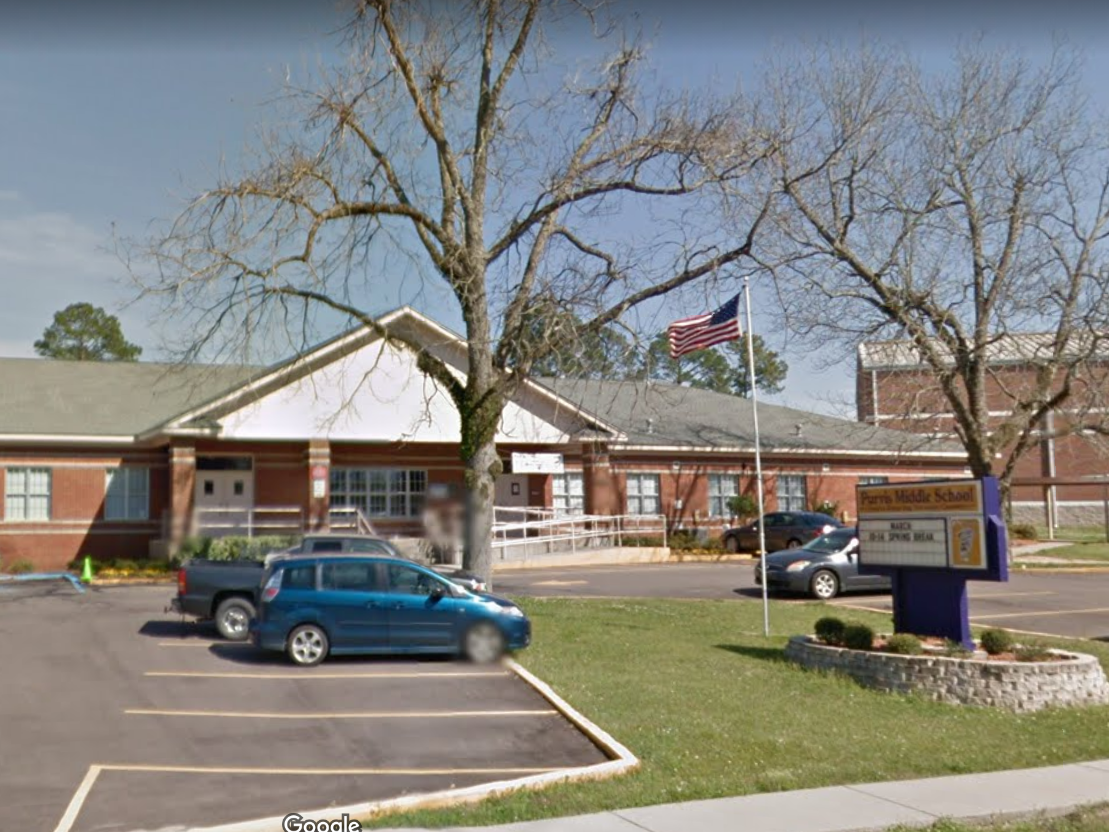 The slave letter writing task was set for pupils at Purvis Middle School in Mississippi (Google Maps)