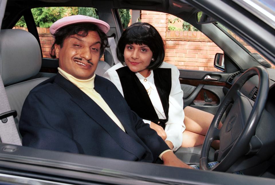 Nina Wadia with Kulvinder Ghir as the Kapoors in Goodness Gracious Me.