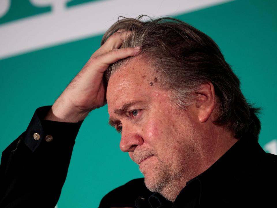 Steve Bannon, former White House chief strategist and chairman of Breitbart News, attends a discussion on countering violent extremism, at the Ronald Reagan Building and International Trade Center, October 23, 2017 in Washington, DC.