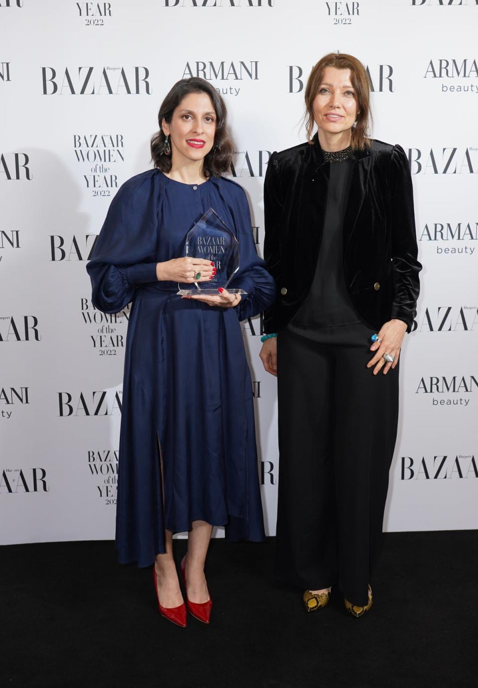 Nazanin Zaghari-Ratcliffe was presented with the Inspiration Award by novelist Elif Shafak (PA)