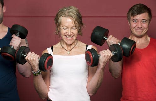 <span class="caption">Weightlifting has many benefits.</span> <span class="attribution"><a class="link " href="https://www.shutterstock.com/image-photo/older-people-lifting-weights-gym-1013467306" rel="nofollow noopener" target="_blank" data-ylk="slk:CCISUL/ Shutterstock;elm:context_link;itc:0;sec:content-canvas">CCISUL/ Shutterstock</a></span>