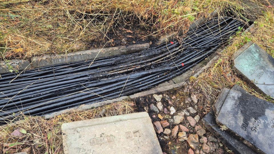 Damaged cables lie near Courtalain, France, near the site where vandals targeted France's high-speed train network, on July 26. - Mayor of Vald’Yerre/Franck Marchand/Facebook/Reuters