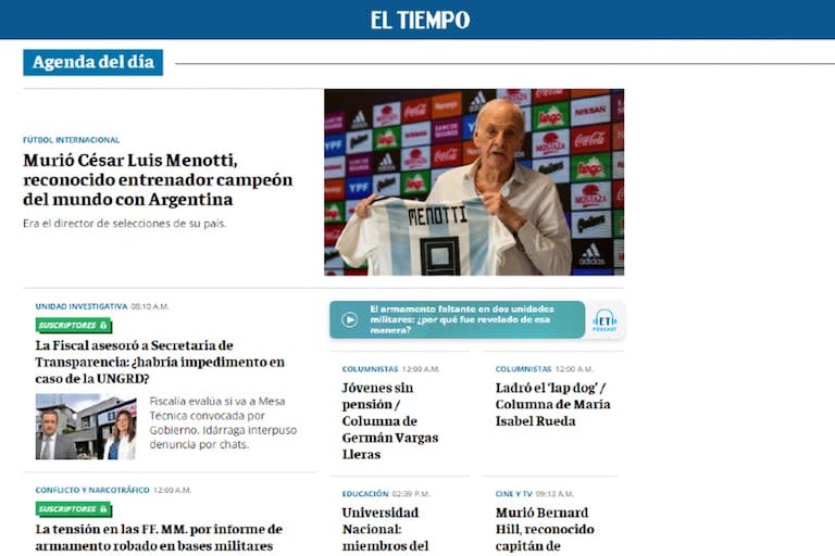 El portal El Tiempo de Colombia reflotó un repaso sobre la vida de Menotti confeccionado por un periodista de LA NACION