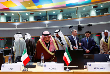 Kuwait's Foreign Minister Sabah Al-Khalid Al-Sabah attends an international peace and donor conference for Syria, at the European Union Council in Brussels, Belgium March 14, 2019. REUTERS/Francois Lenoir