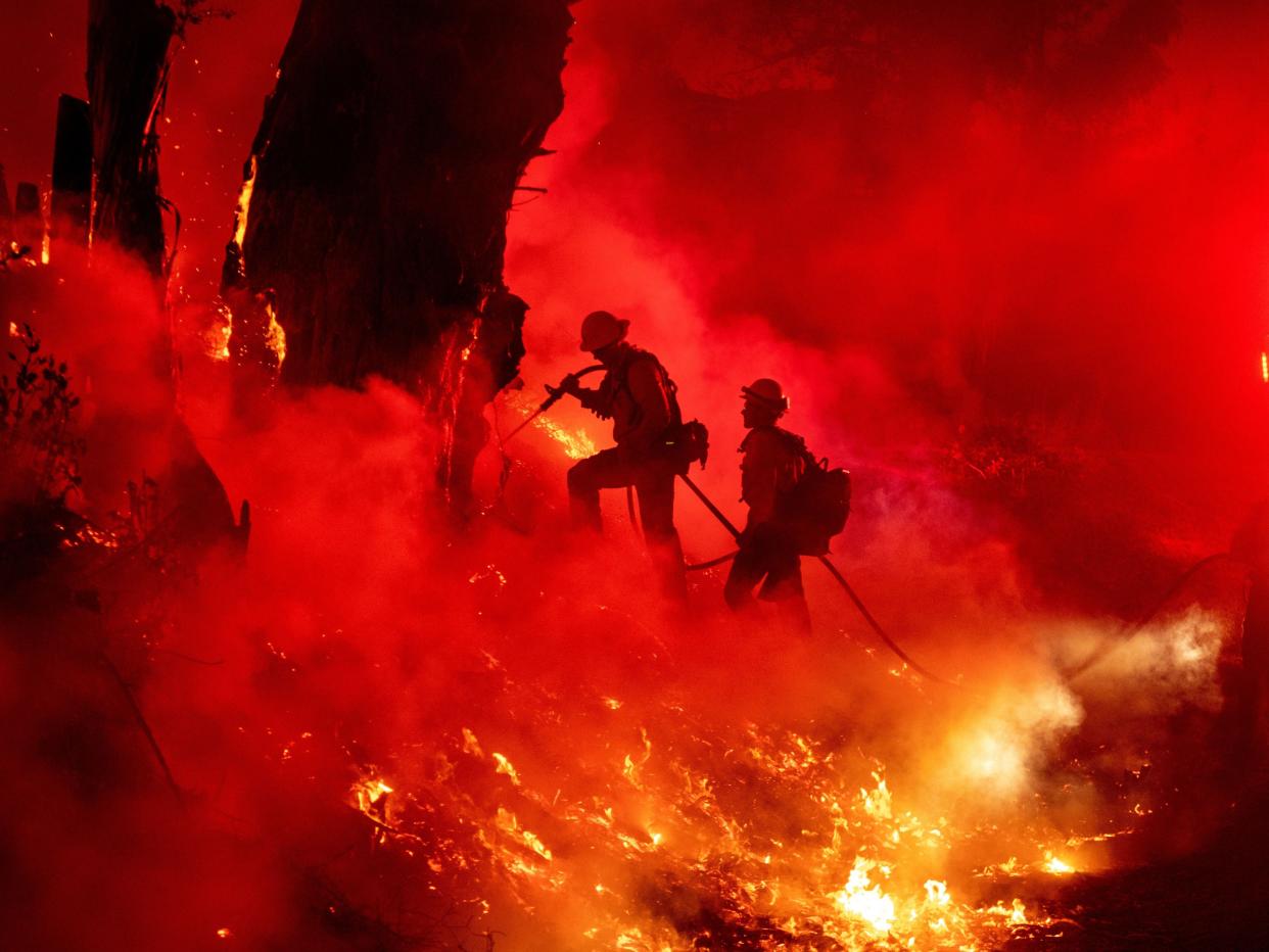 Firefighters struggle to contain flames in Santa Paula, California (AFP/Getty)