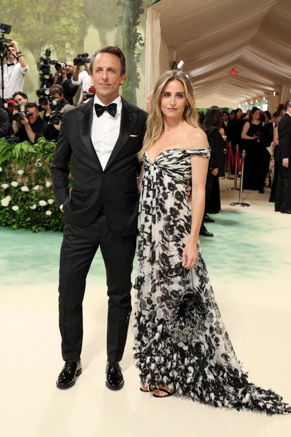 PHOTO: (L-R) Seth Meyers and Alexi Ashe attend The 2024 Met Gala Celebrating 'Sleeping Beauties: Reawakening Fashion' at The Metropolitan Museum of Art on May 06, 2024 in New York City.  (Dia Dipasupil/Getty Images)
