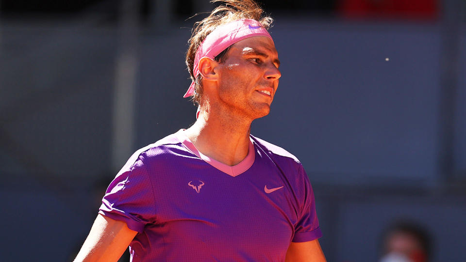 Rafael Nadal (pictured) looking frustrated during a Madrid Open match.