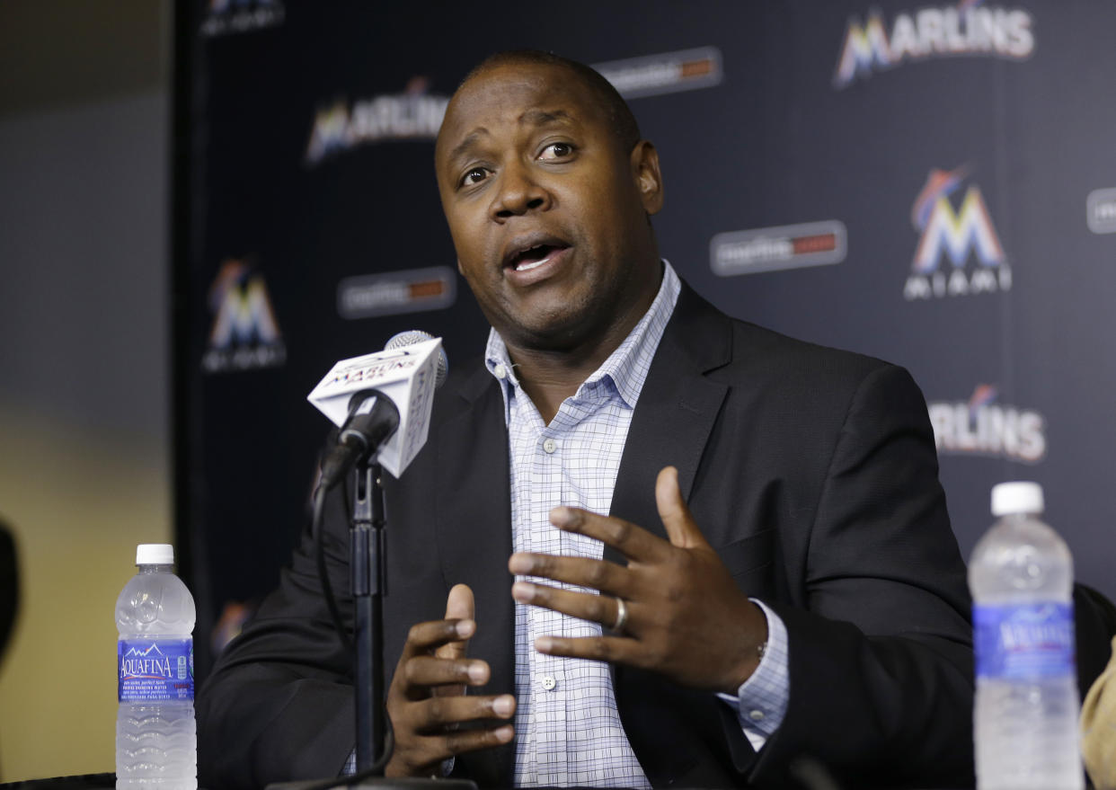 Marlins GM Michael Hill does not appreciate players asking for trades. (AP Photo)