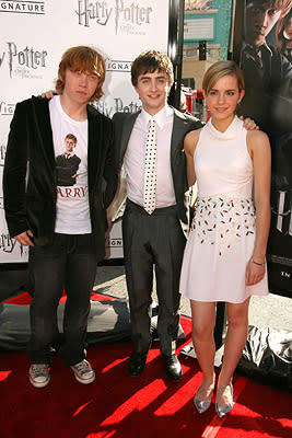 Rupert Grint , Daniel Radcliffe and Emma Watson at the Hollywood premiere of Warner Brothers' Harry Potter and the Order of the Phoenix
