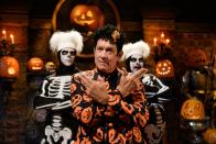 <p>Tom Hanks took the <em>Saturday Night Live</em> stage dressed as David S. Pumpkins, complete with jack-o'-lantern suit. After his first appearance in 2016, he became famous for his catchphrase, "Any questions?"</p>