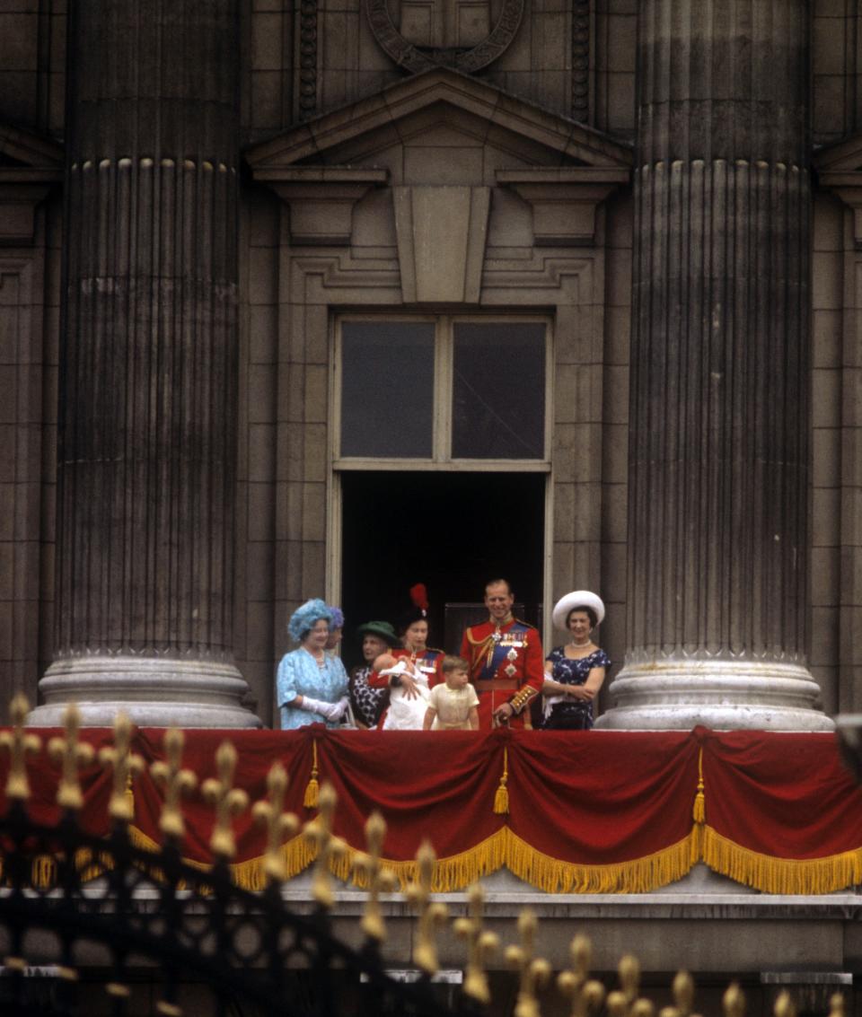 <p>The Royal Family, comprised of the Queen Mother, the Queen, Prince Andrew, the Duke of Edinburgh, Princess Alexandra and 12-week old Prince Edward stand on the balcony of Buckingham Palace. (PA Archive) </p>