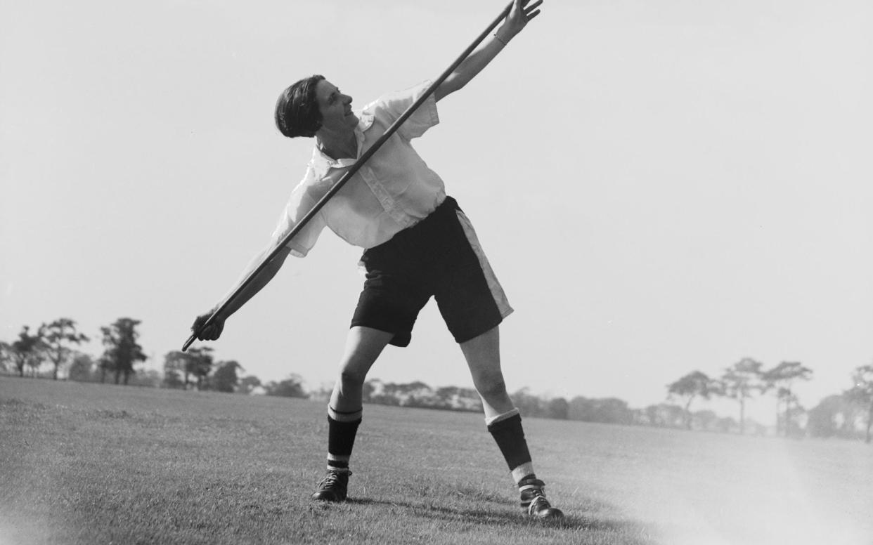 Lily Parr, from St Helen's, practises the javelin as part of her training with Preston Ladies football team - Getty Images