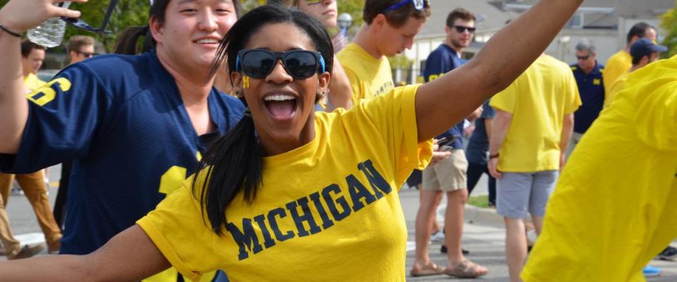 University of Michigan football fans enter the stadium before the BYU game on September 26, 2015.