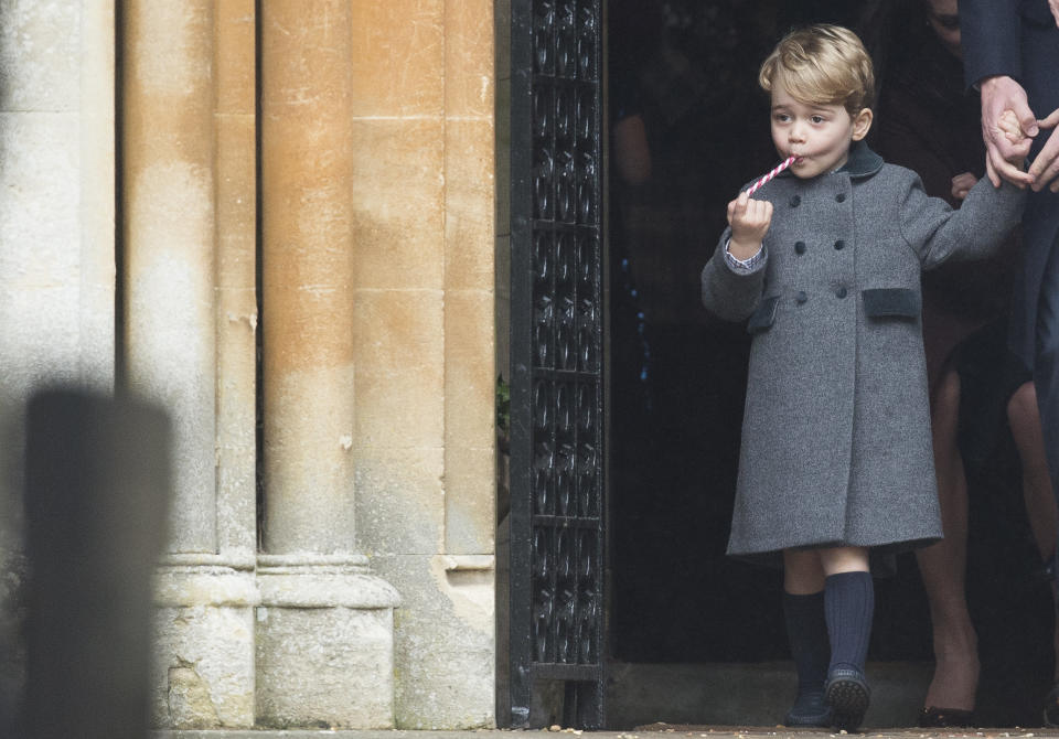 Prince George of Cambridge attends Church on Christmas Day on Dec. 25, 2016, in Bucklebury, Berkshire.