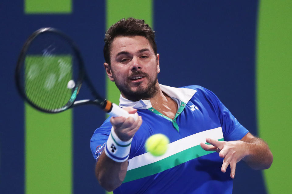 Seen here, Stan Wawrinka in action during his round one match against Lloyd Harris at the Qatar ExxonMobil Open.