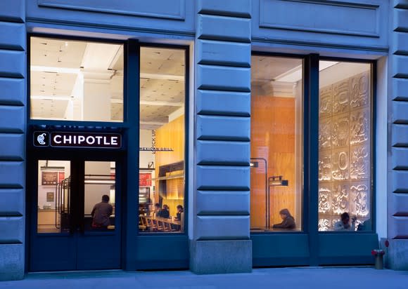 The exterior of a Chipotle location in Manhattan