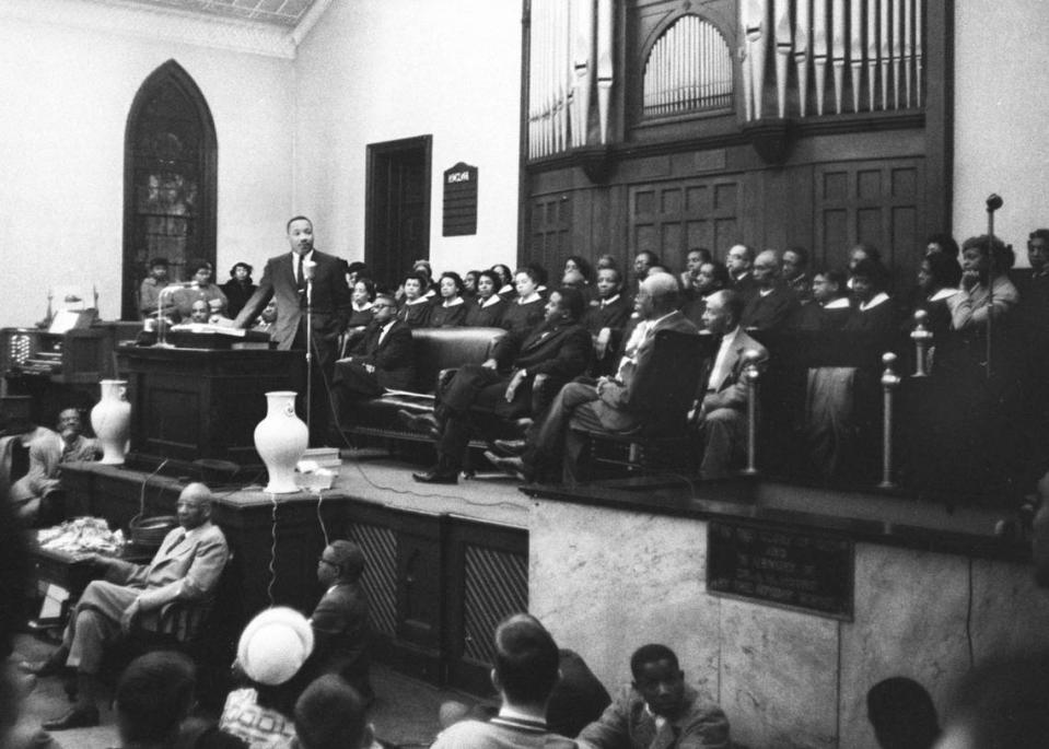 After Martin Luther King Jr. visited the segregated lunch counter at Woolworth’s department store in downtown Durham on Feb. 16, 1960, the civil rights leader spoke that night at the old White Rock Baptist Church on Fayetteville Street.