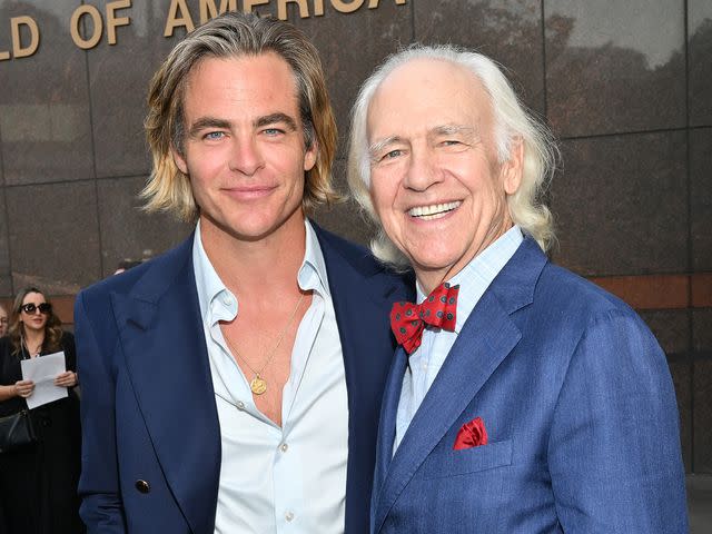 <p>Michael Buckner/Variety/Getty</p> Chris Pine (left) and Robert Pine in Los Angeles on Aug. 8, 2022