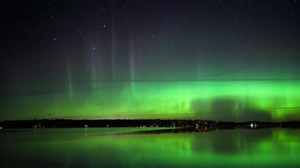 <div>Northern lights are seen in the night sky near Canyon, Minnesota on Friday, August 30, 2019.</div> <strong>(Brian Peterson/Star Tribune / Getty Images)</strong>