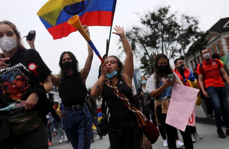 Protest against poverty and police violence in Bogota